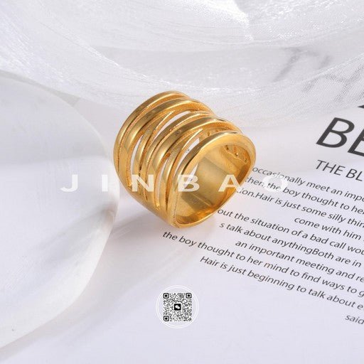 Delicate Striped Design Stainless Steel Ring for Women | MLO57