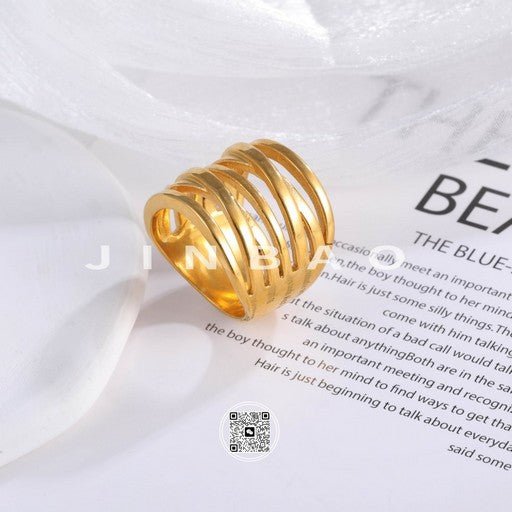 Delicate Striped Design Stainless Steel Ring for Women | MLO57