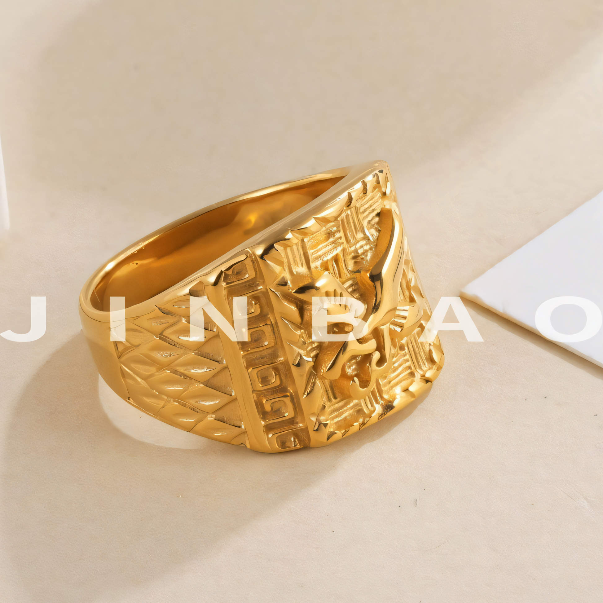 Eagle Head Gold Stainless Steel Ring Men's Vintage Fashion Design | G00429