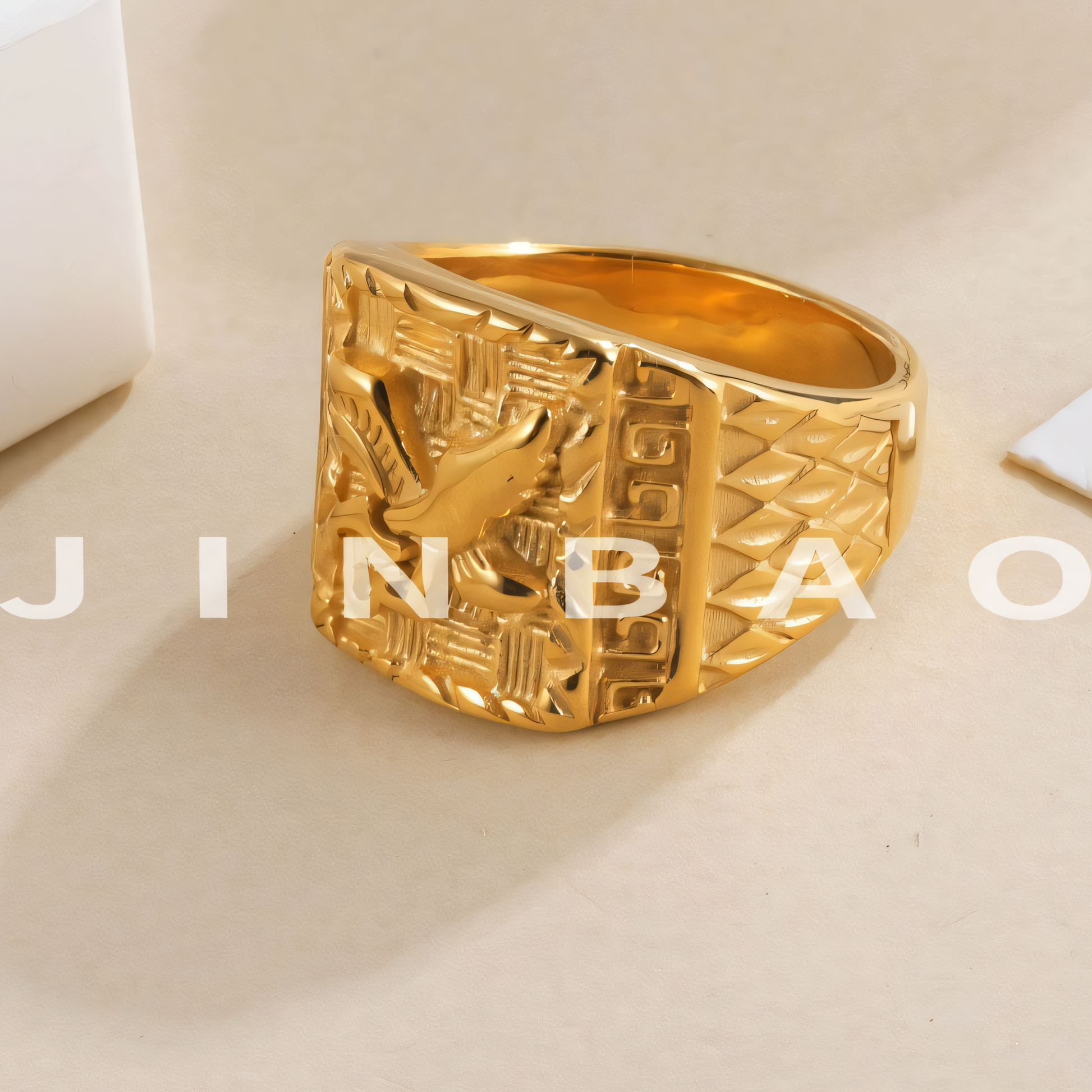 Eagle Head Gold Stainless Steel Ring Men's Vintage Fashion Design | G00429