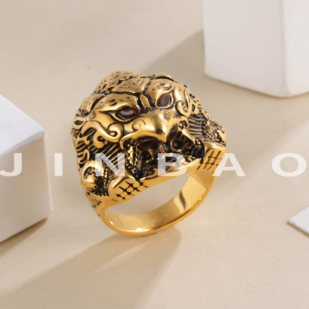 Eagle Head Stainless Steel Ring Men's Vintage Fashion Design | DZ1918