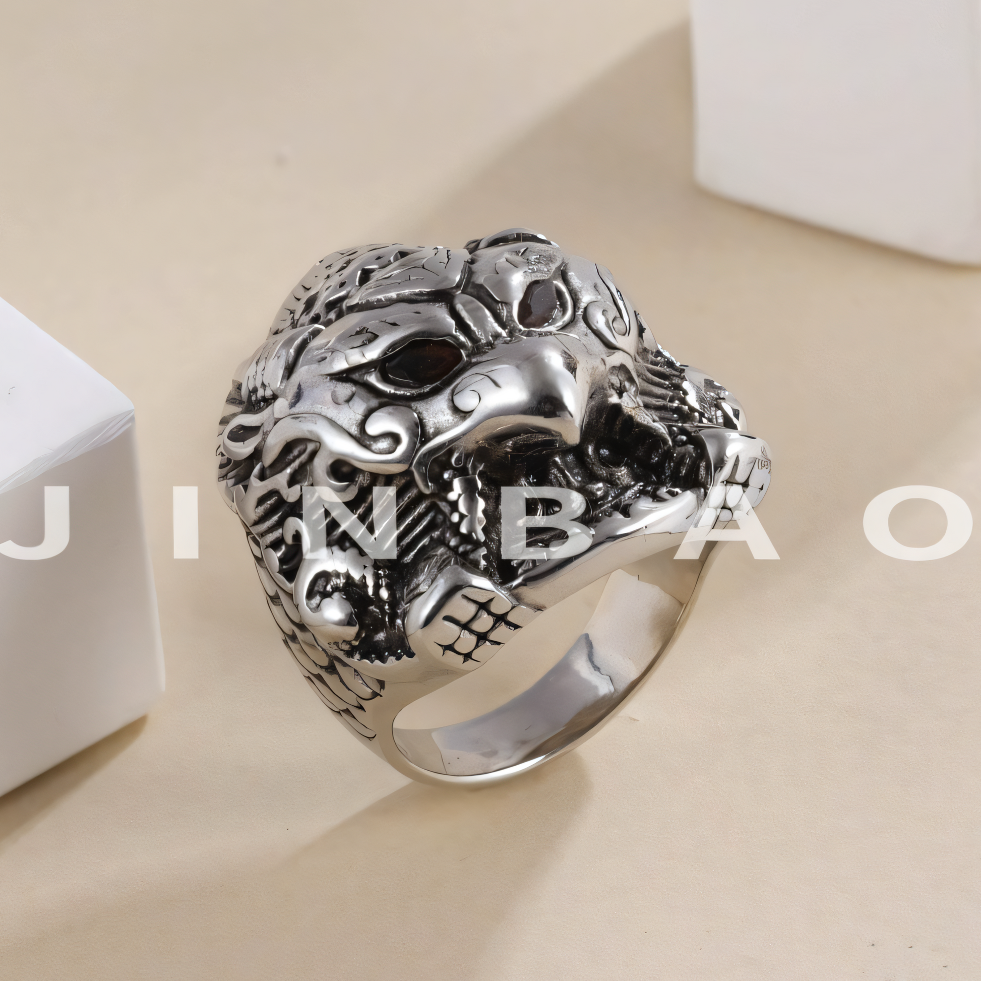 Eagle Head Stainless Steel Ring Men's Vintage Fashion Design | DZ1918