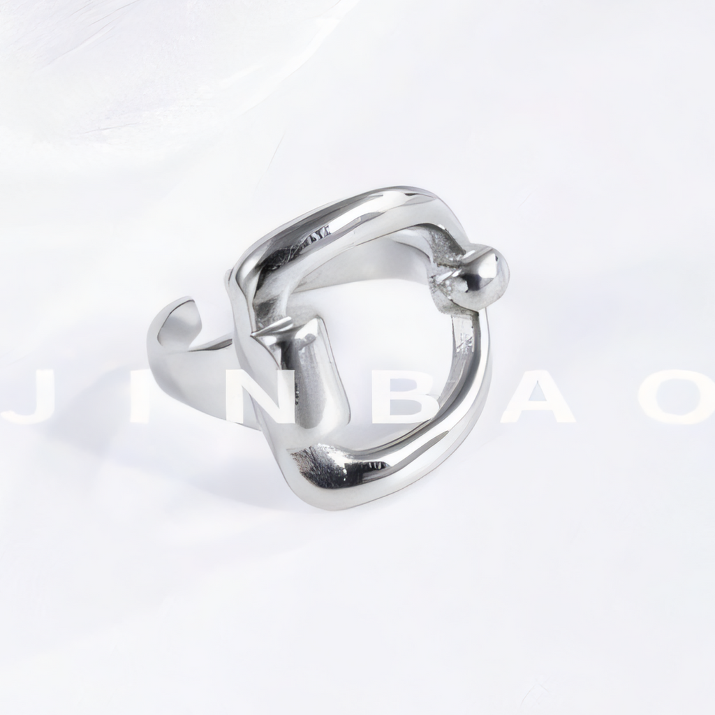 Elegant Buckle Style Ring Stainless Steel Minimalist Design Women Ring | N001334