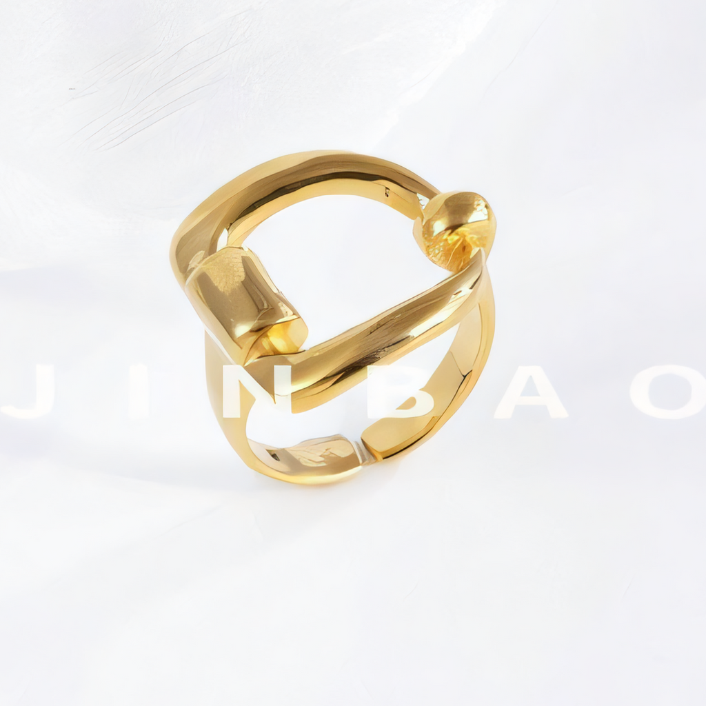 Elegant Buckle Style Ring Stainless Steel Minimalist Design Women Ring | N001334