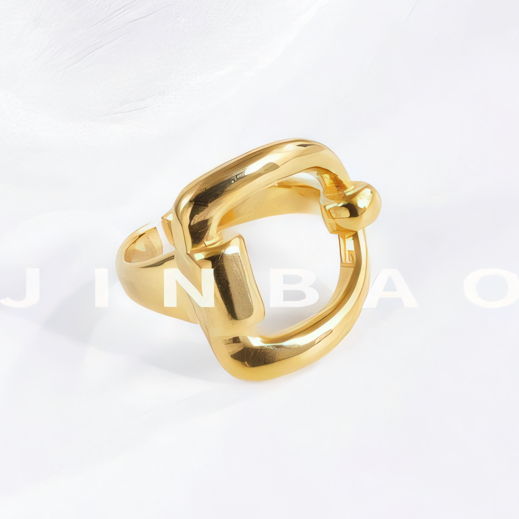 Elegant Buckle Style Ring Stainless Steel Minimalist Design Women Ring | N001334