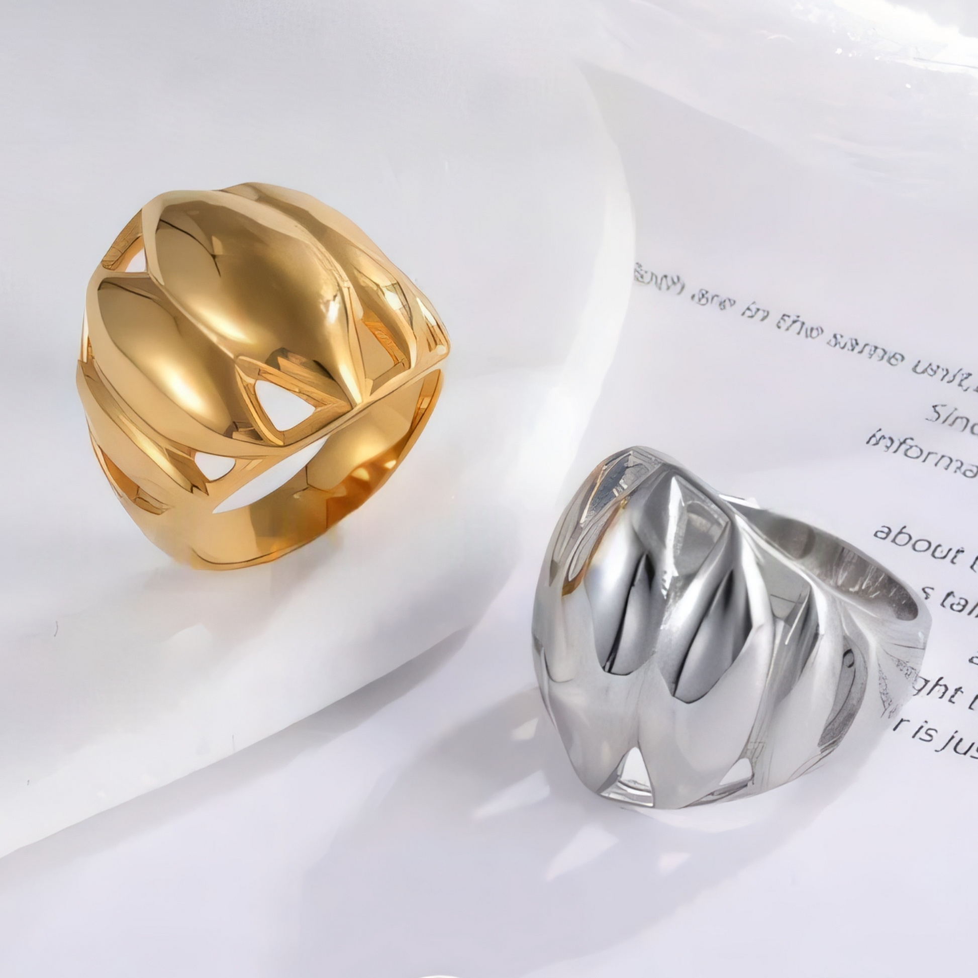 Elegant Lotus Petal Stainless Steel Ring Women's Ring | ML041