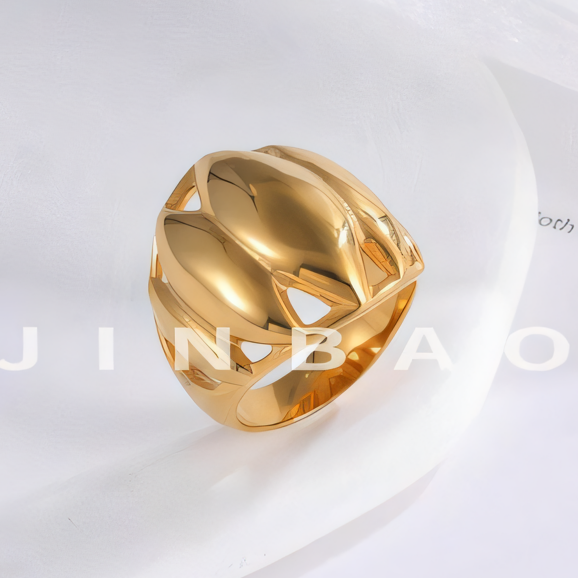 Elegant Lotus Petal Stainless Steel Ring Women's Ring | ML041