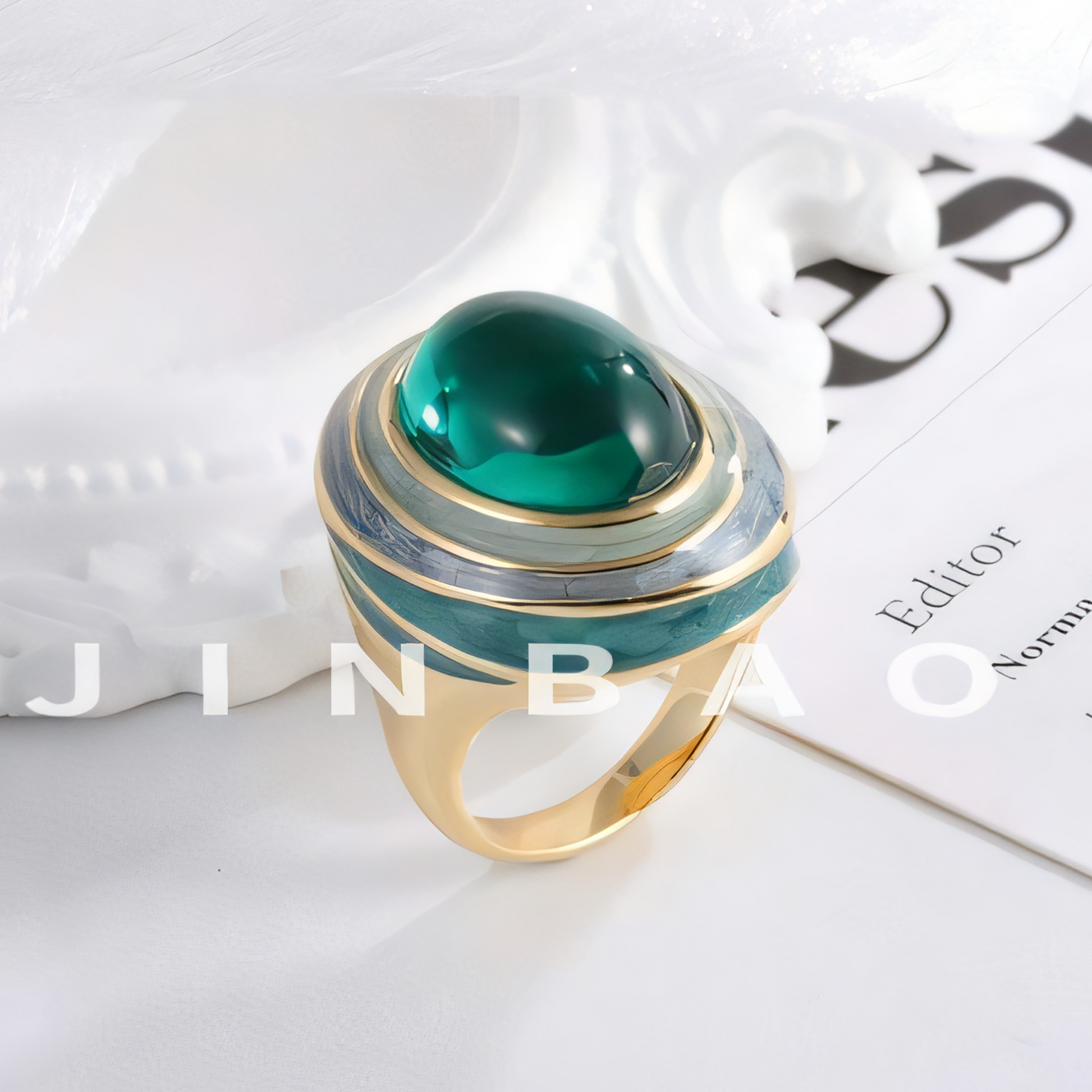 Elegant Multilayer Gemstone Decorative Stainless Steel Ring Women's Ring | G004470