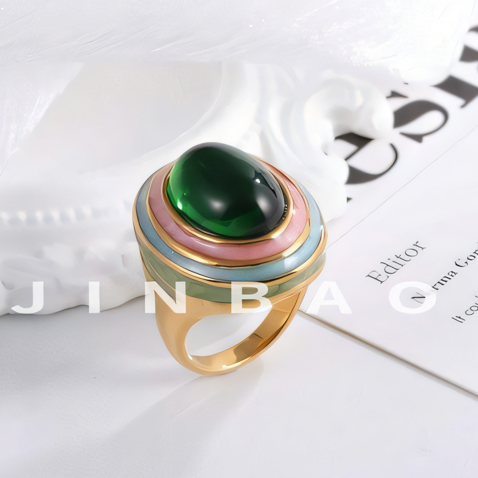 Elegant Multilayer Gemstone Decorative Stainless Steel Ring Women's Ring | G004470