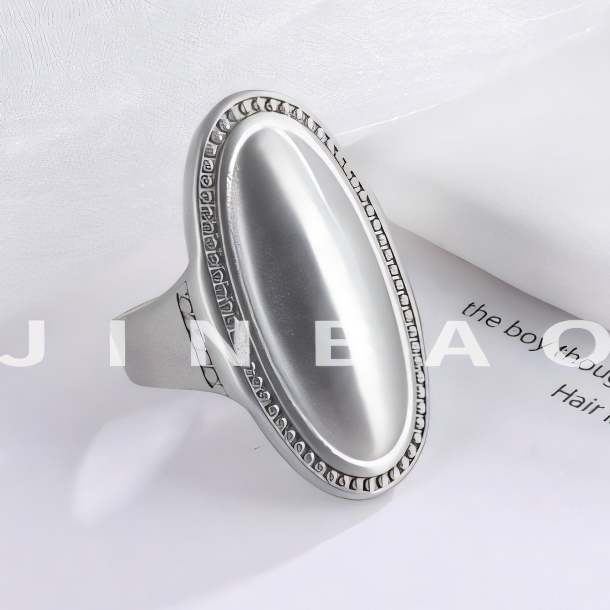Elegant Oval Ring Women's Two-Tone Gold & Silver Stainless Steel Ring | G003417