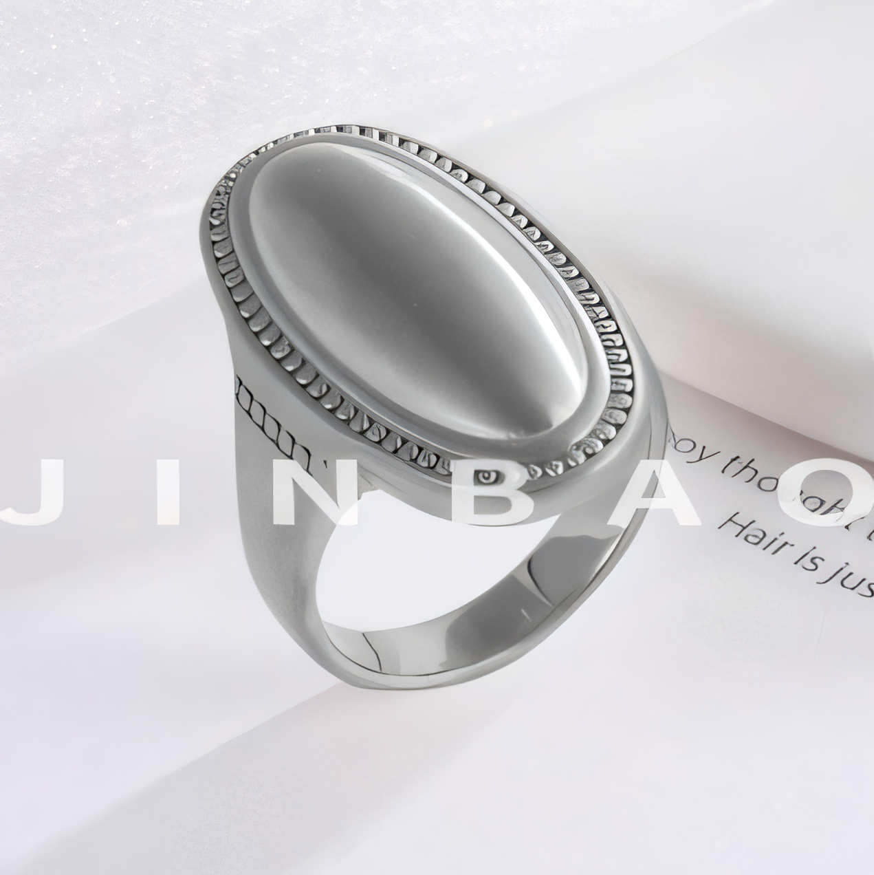 Elegant Oval Ring Women's Two-Tone Gold & Silver Stainless Steel Ring | G003417
