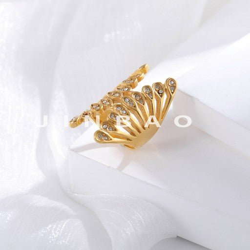 Elegant Stainless Steel Ring With Crystal Inlays Women's Ring | G005443