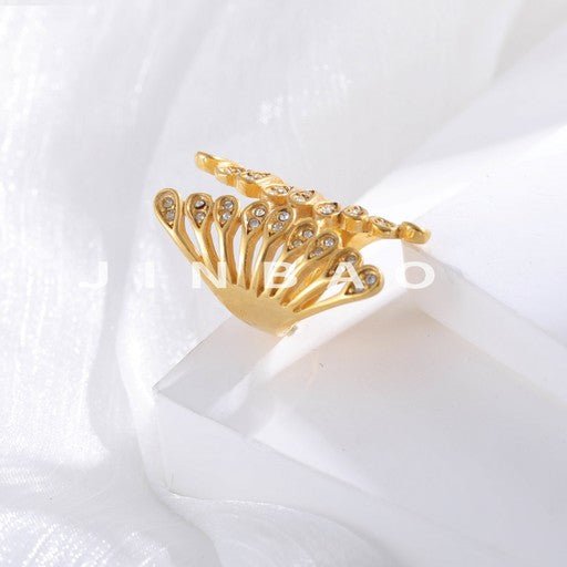 Elegant Stainless Steel Ring With Crystal Inlays Women's Ring | G005443