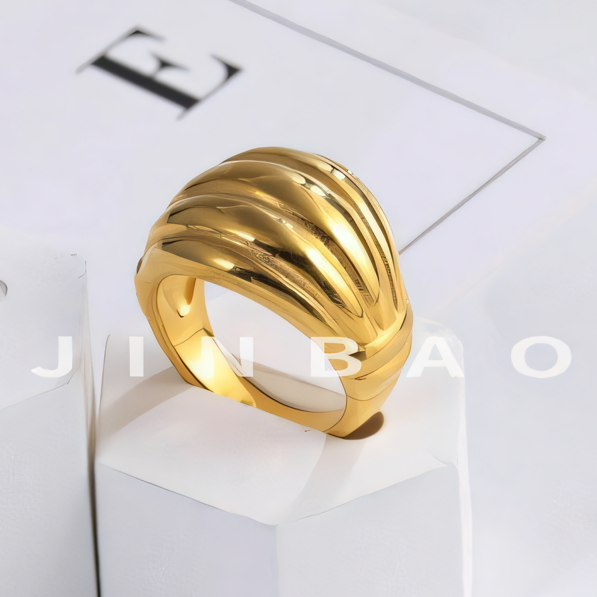Elegant Wave Pattern Stainless Steel Ring Fashionable Women's Ring | G00138