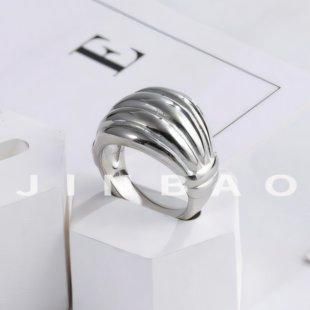 Elegant Wave Pattern Stainless Steel Ring Fashionable Women's Ring | G00138