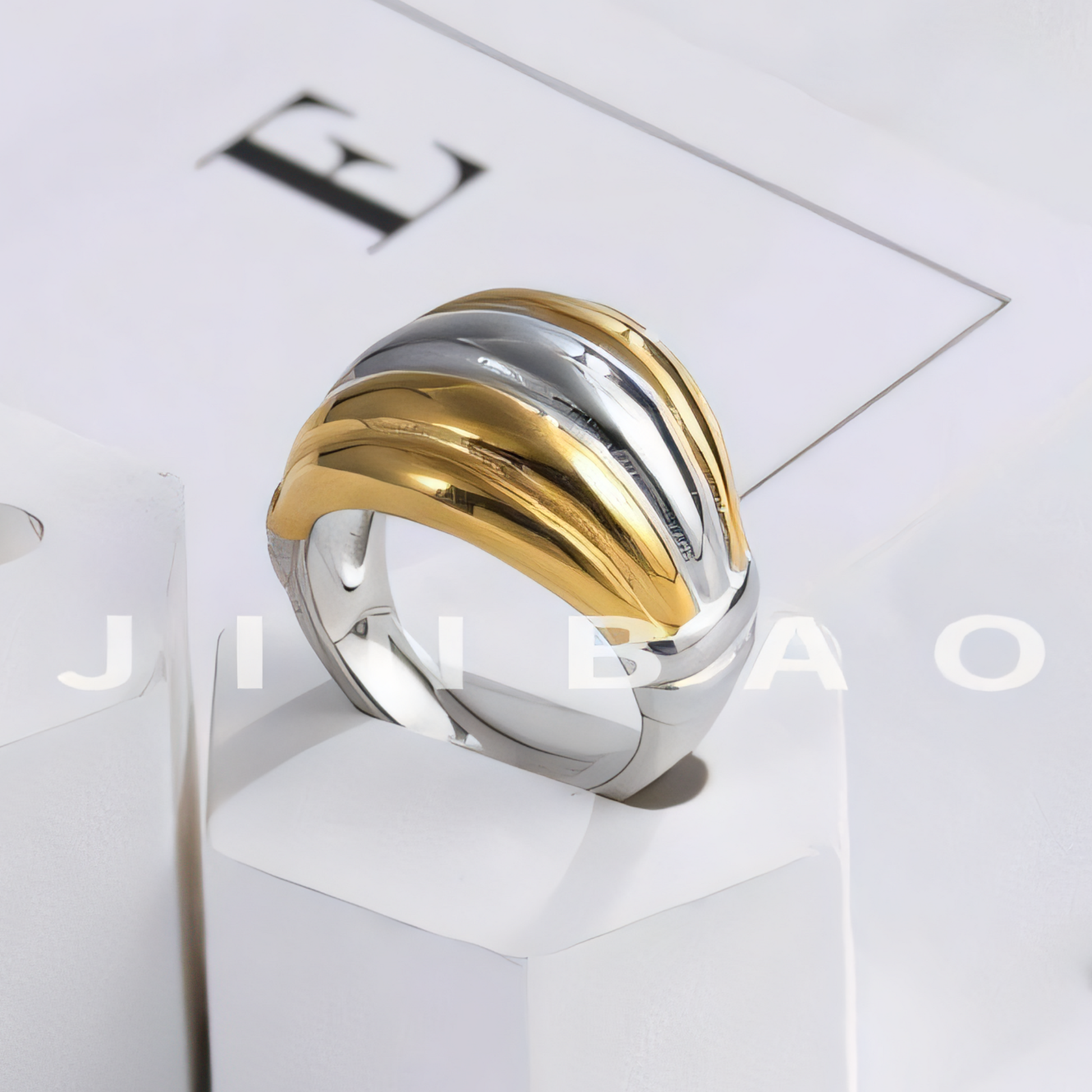 Elegant Wave Pattern Stainless Steel Ring Fashionable Women's Ring | G00138