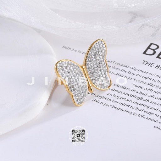 European Style Butterfly Pattern Stainless Steel Ring Women's Light Luxury Design | G004447