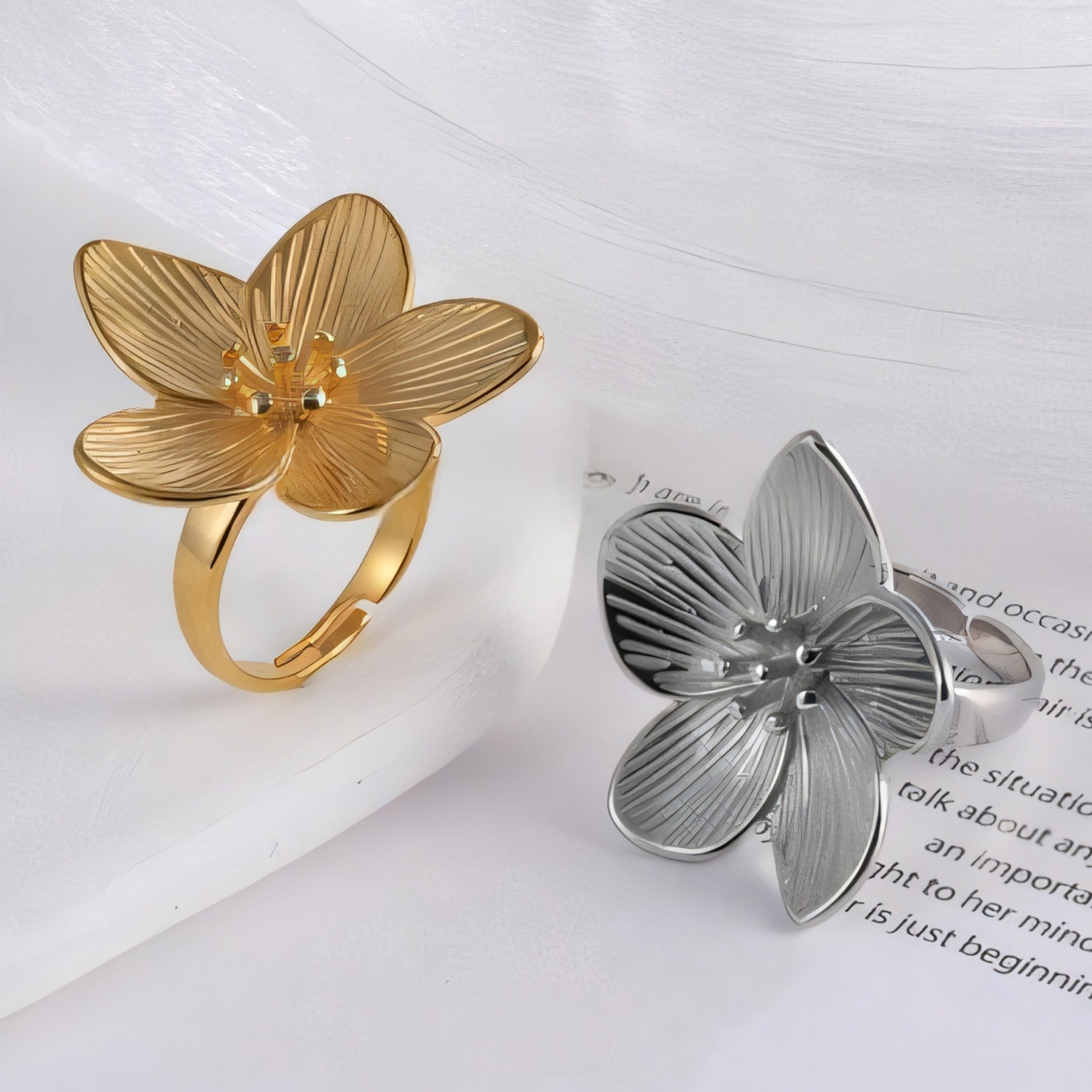 European Style Flower Design Stainless Steel Ring Women's Fashion Band | G003634