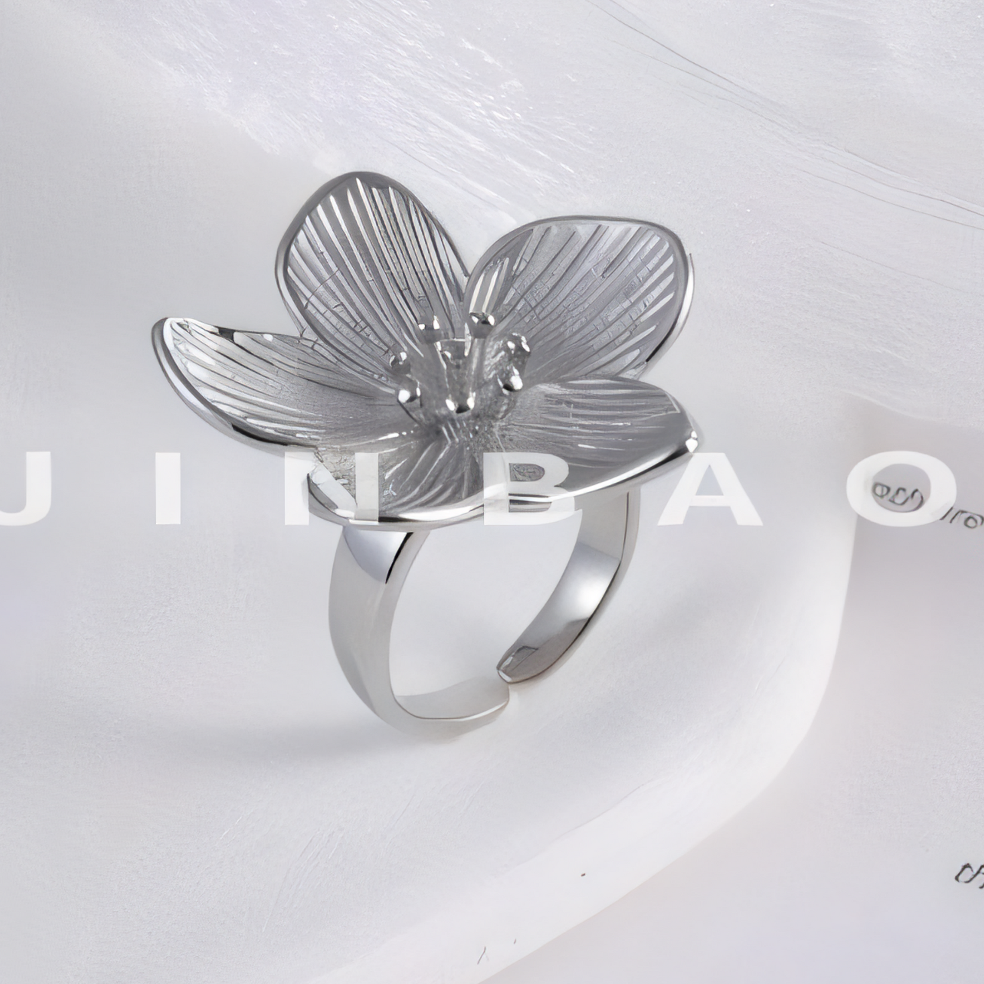 European Style Flower Design Stainless Steel Ring Women's Fashion Band | G003634