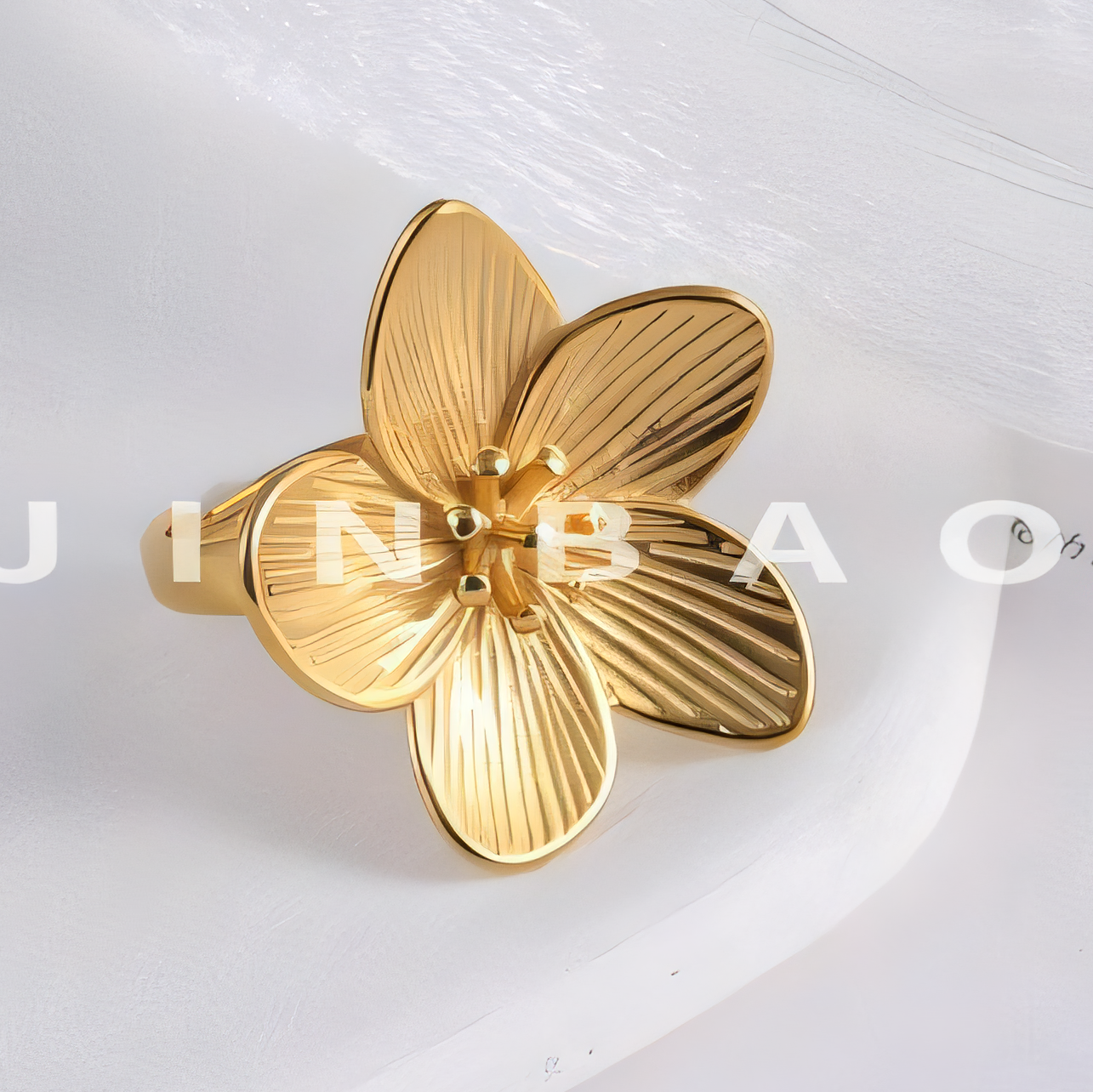 European Style Flower Design Stainless Steel Ring Women's Fashion Band | G003634