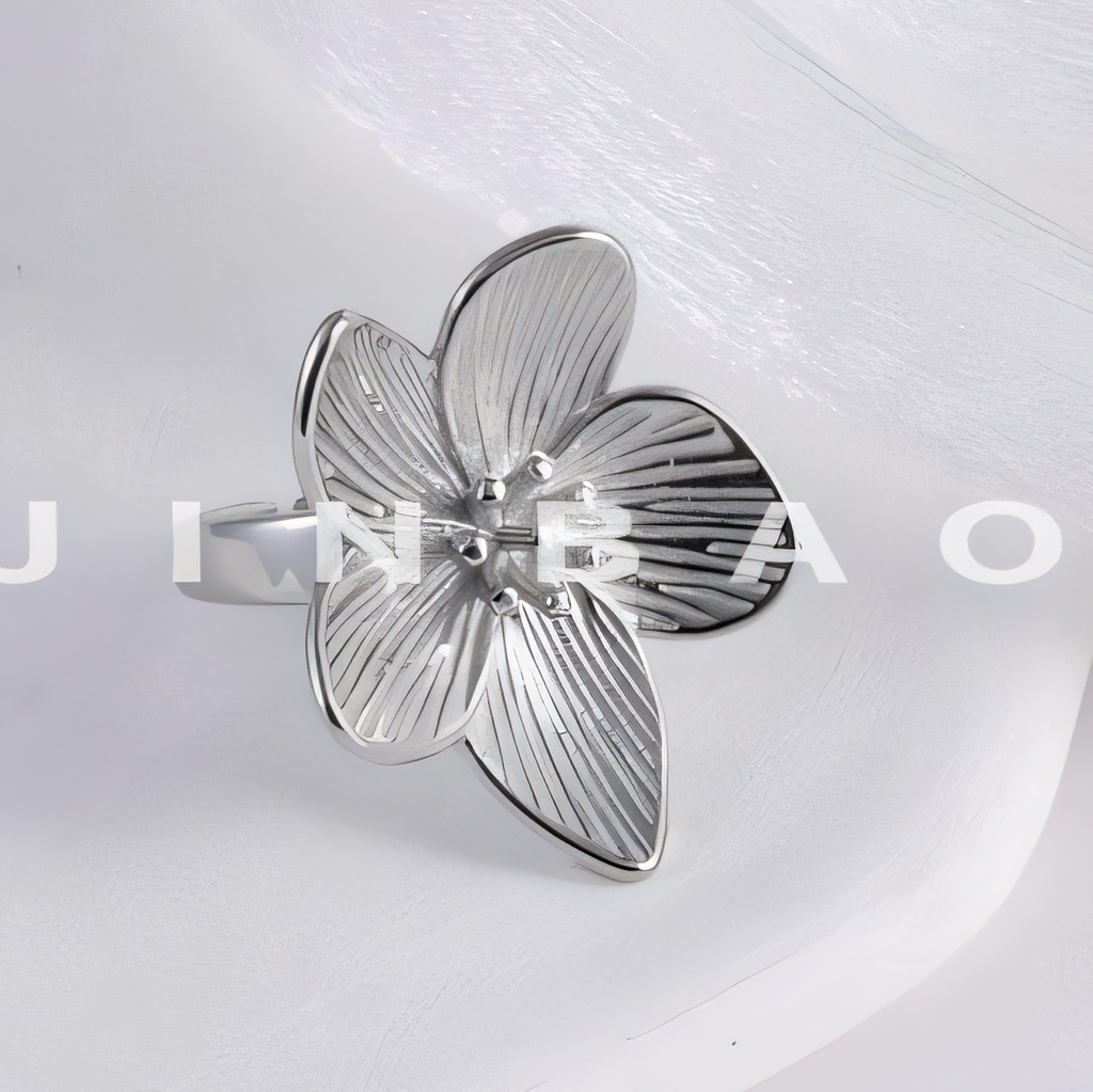 European Style Flower Design Stainless Steel Ring Women's Fashion Band | G003634