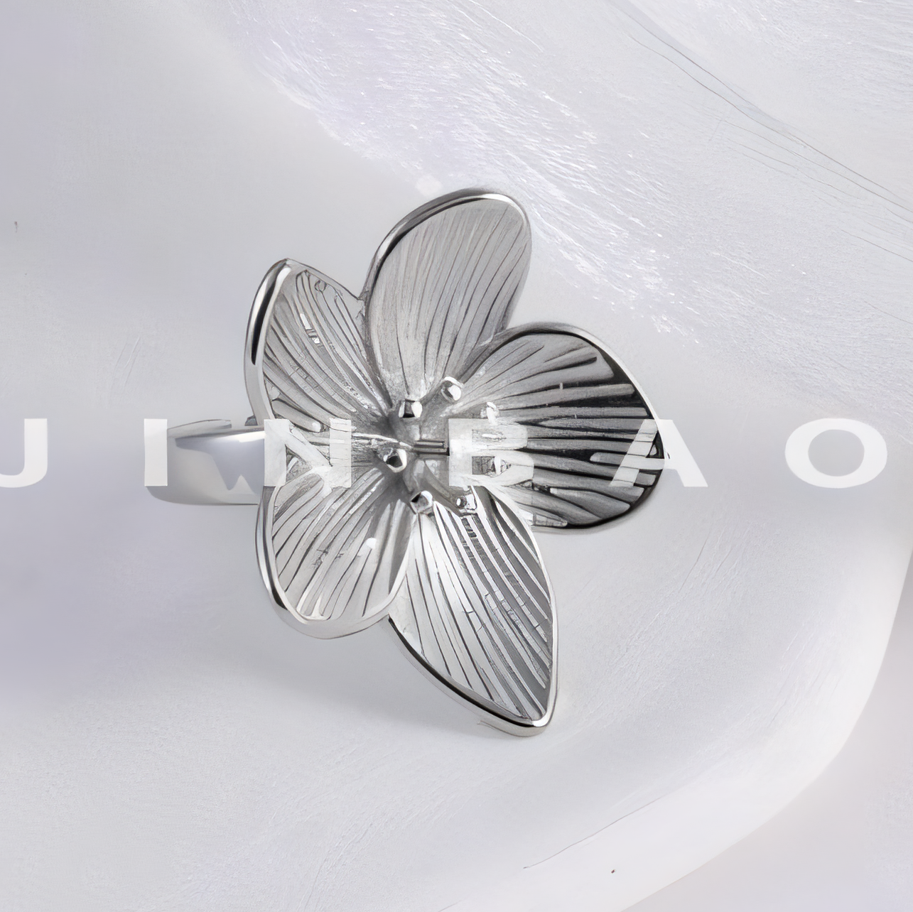 European Style Flower Design Stainless Steel Ring Women's Fashion Band | G003634