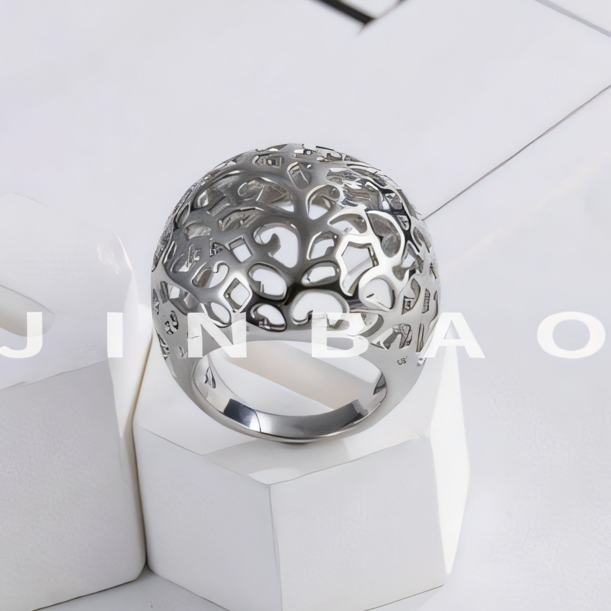 Exquisite Hollow Design Stainless Steel Ring Modern Elegant Style Women Ring | ML038