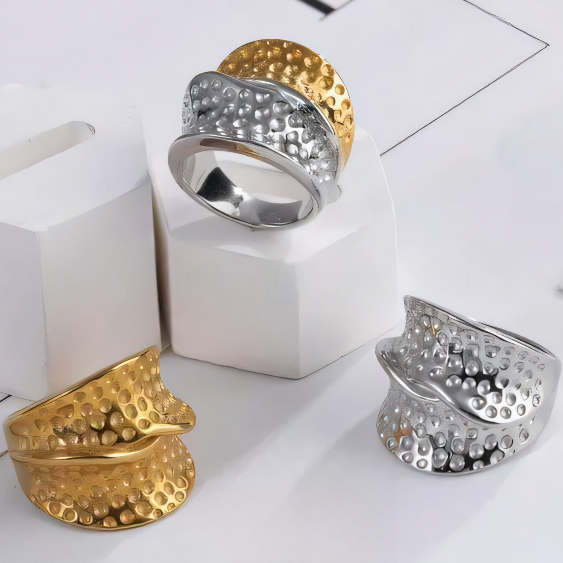Fashion Creative Textured Stainless Steel Ring Women's Ring | DZ1366