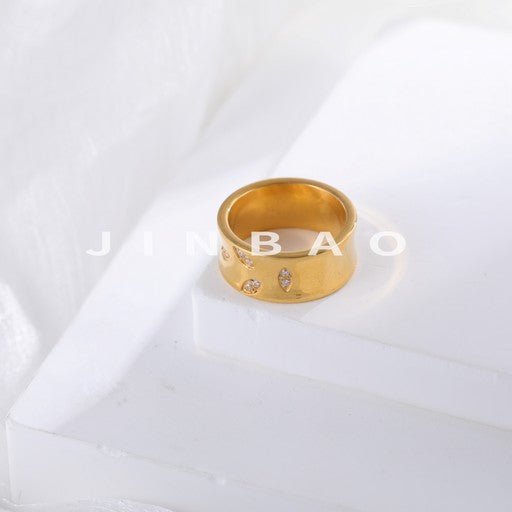 Fashion Simple Stainless Steel Crystal Decorative Ring Unisex Ring | G005447