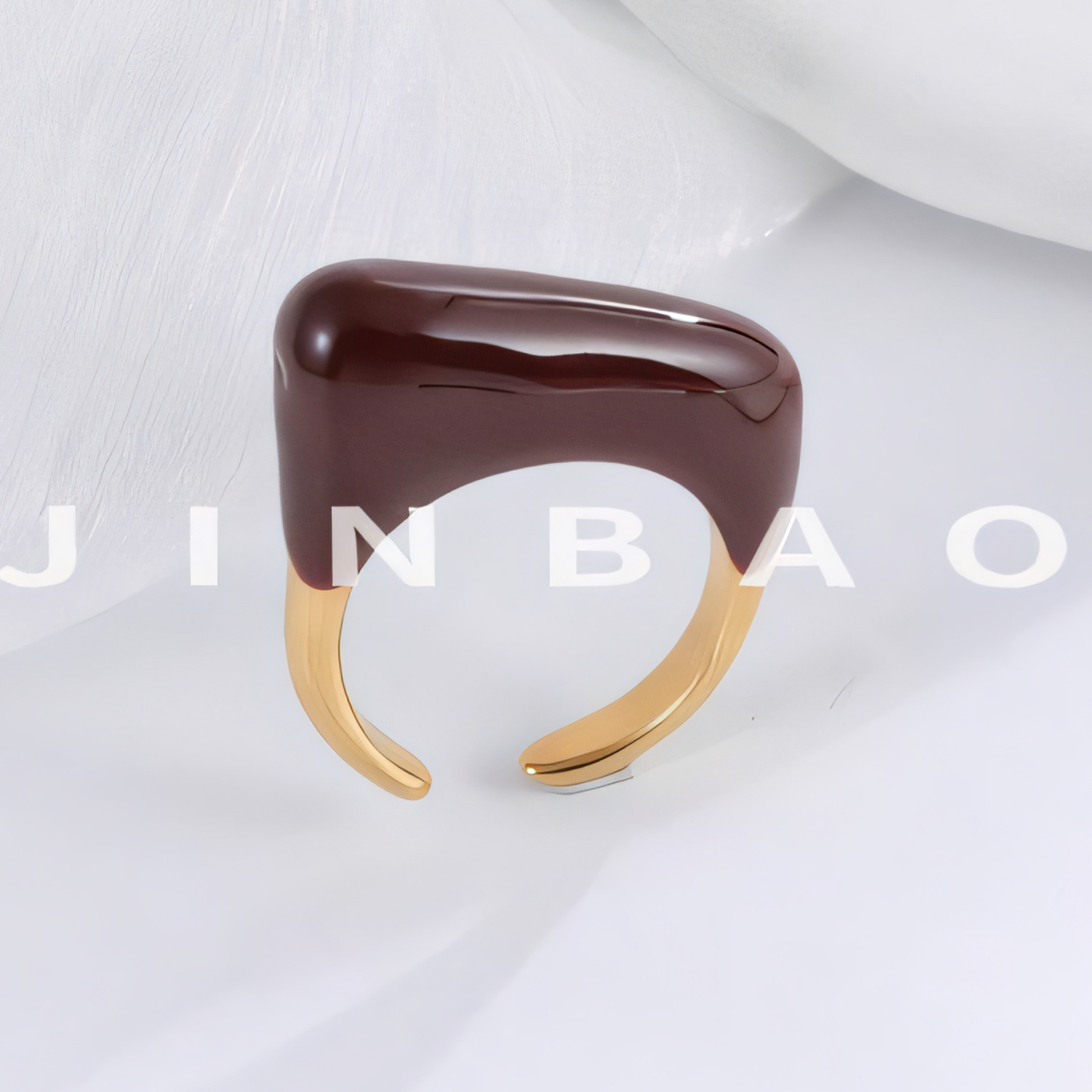 Fashion Streamlined Stainless Steel Gemstone Ring Women's Ring | G004332