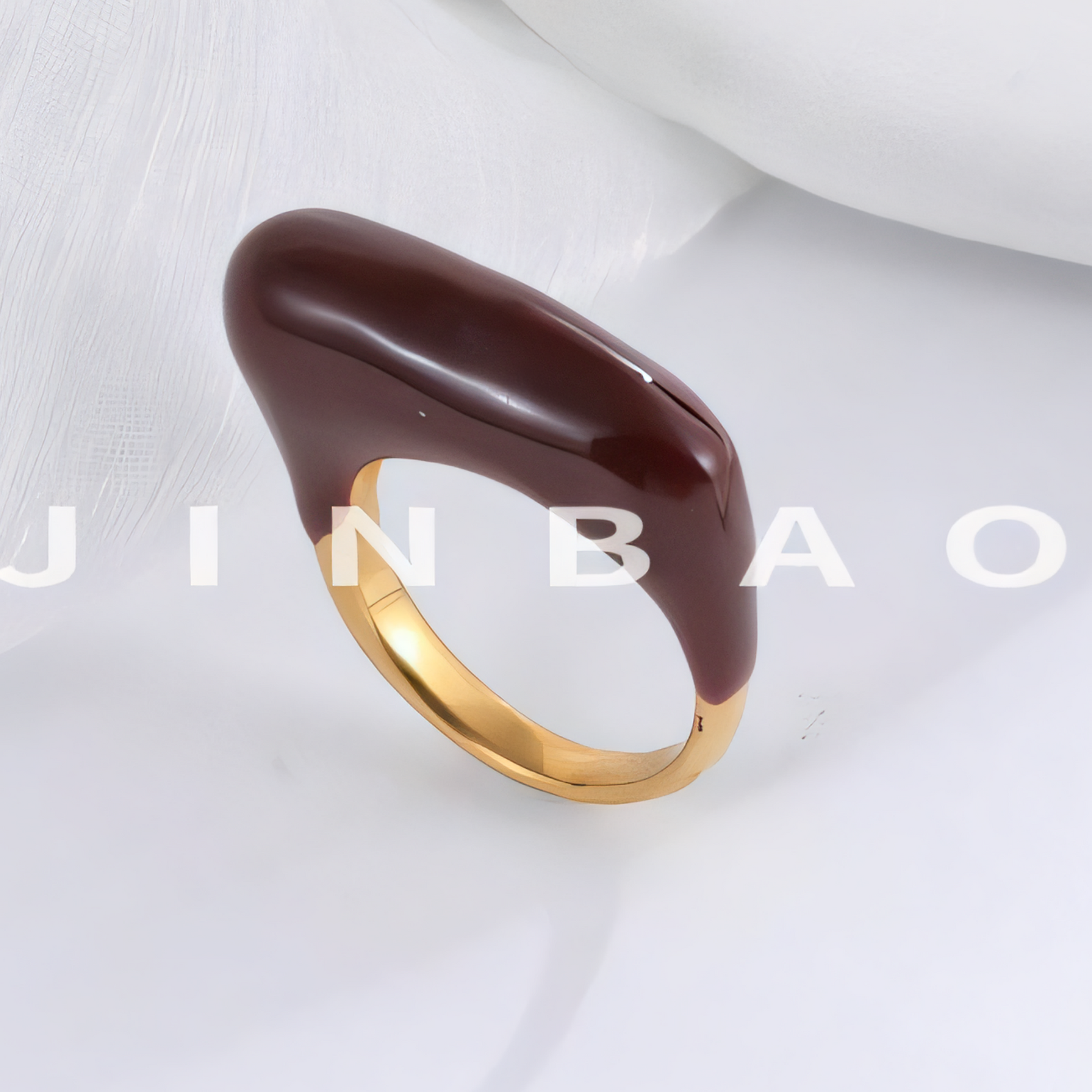 Fashion Streamlined Stainless Steel Gemstone Ring Women's Ring | G004332