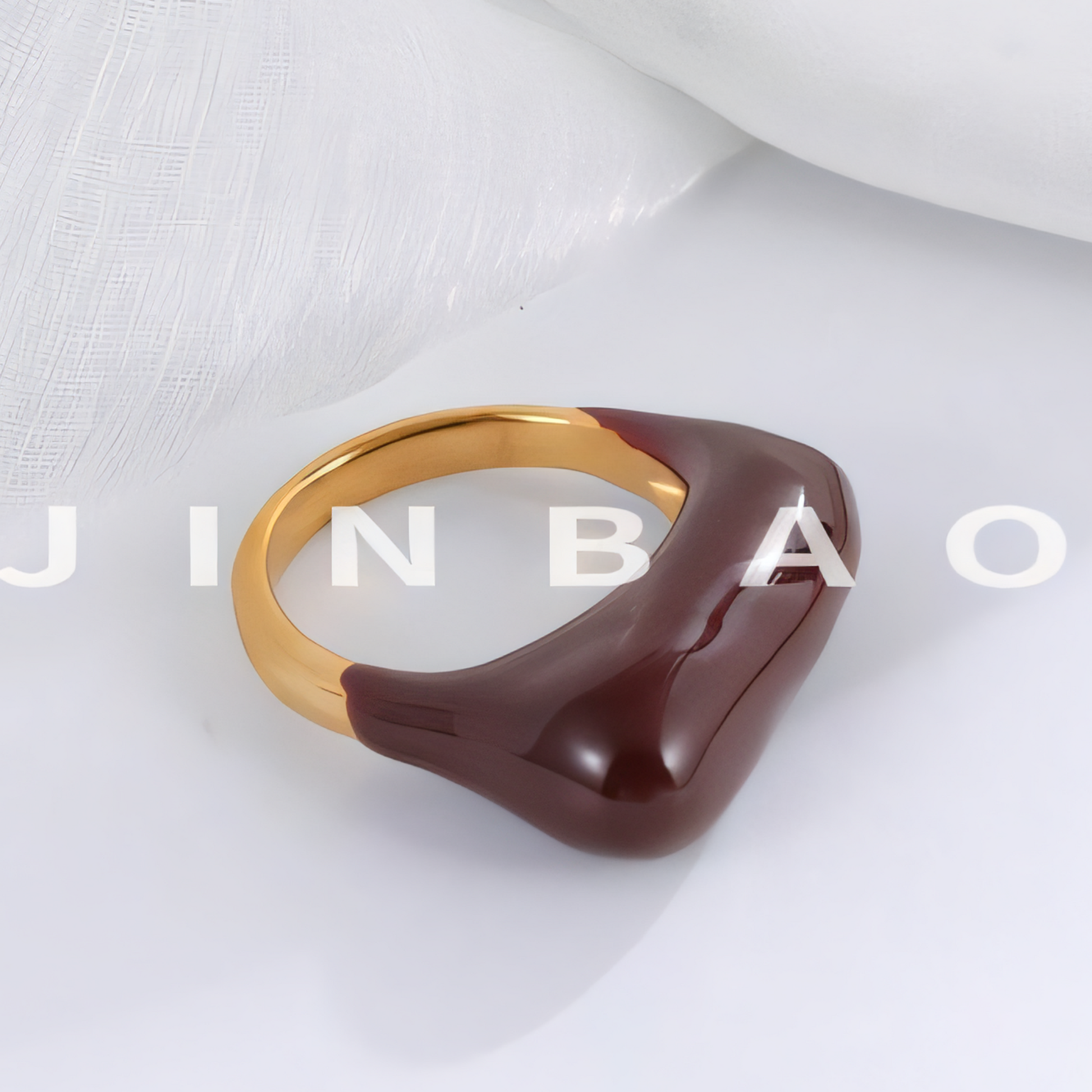Fashion Streamlined Stainless Steel Gemstone Ring Women's Ring | G004332