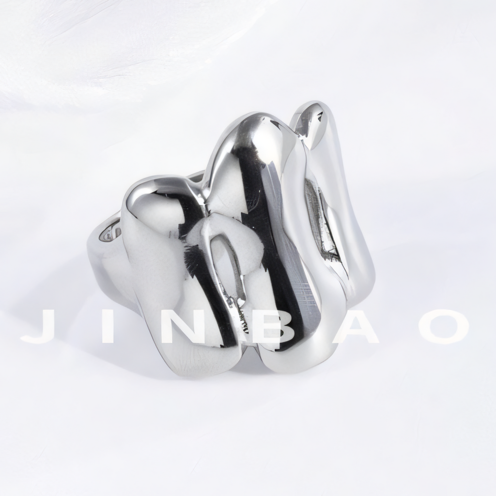 Fashion Streamlined Stainless Steel Wavy Ring Women's Ring | G004270-1