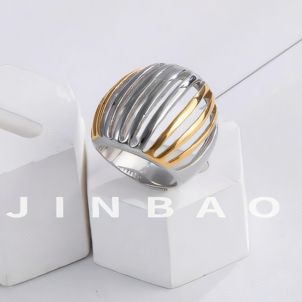 Fashion Striped Stainless Steel Ring Women's Ring | G00338