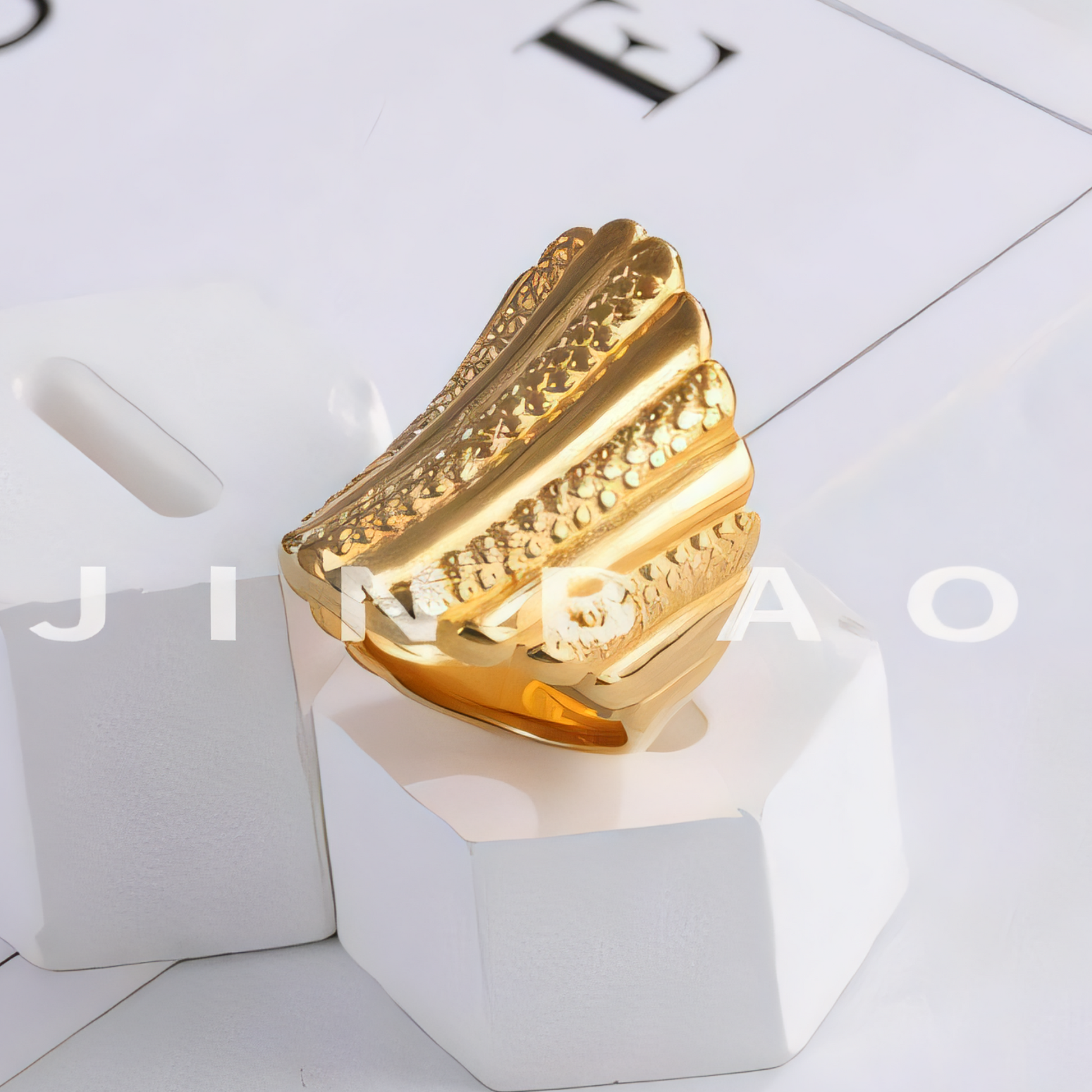 Fashion Textured Stainless Steel Ring Women's Ring | G002902