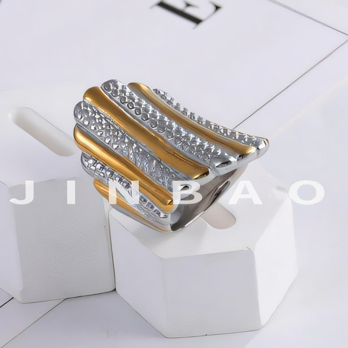 Fashion Textured Stainless Steel Ring Women's Ring | G002902