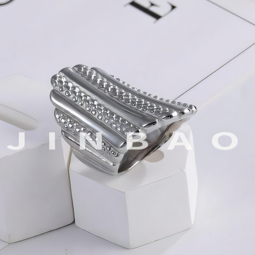 Fashion Textured Stainless Steel Ring Women's Ring | G002902
