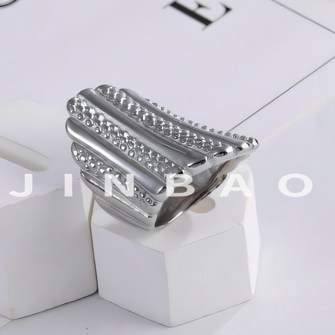 Fashion Textured Stainless Steel Ring Women's Ring | G002902
