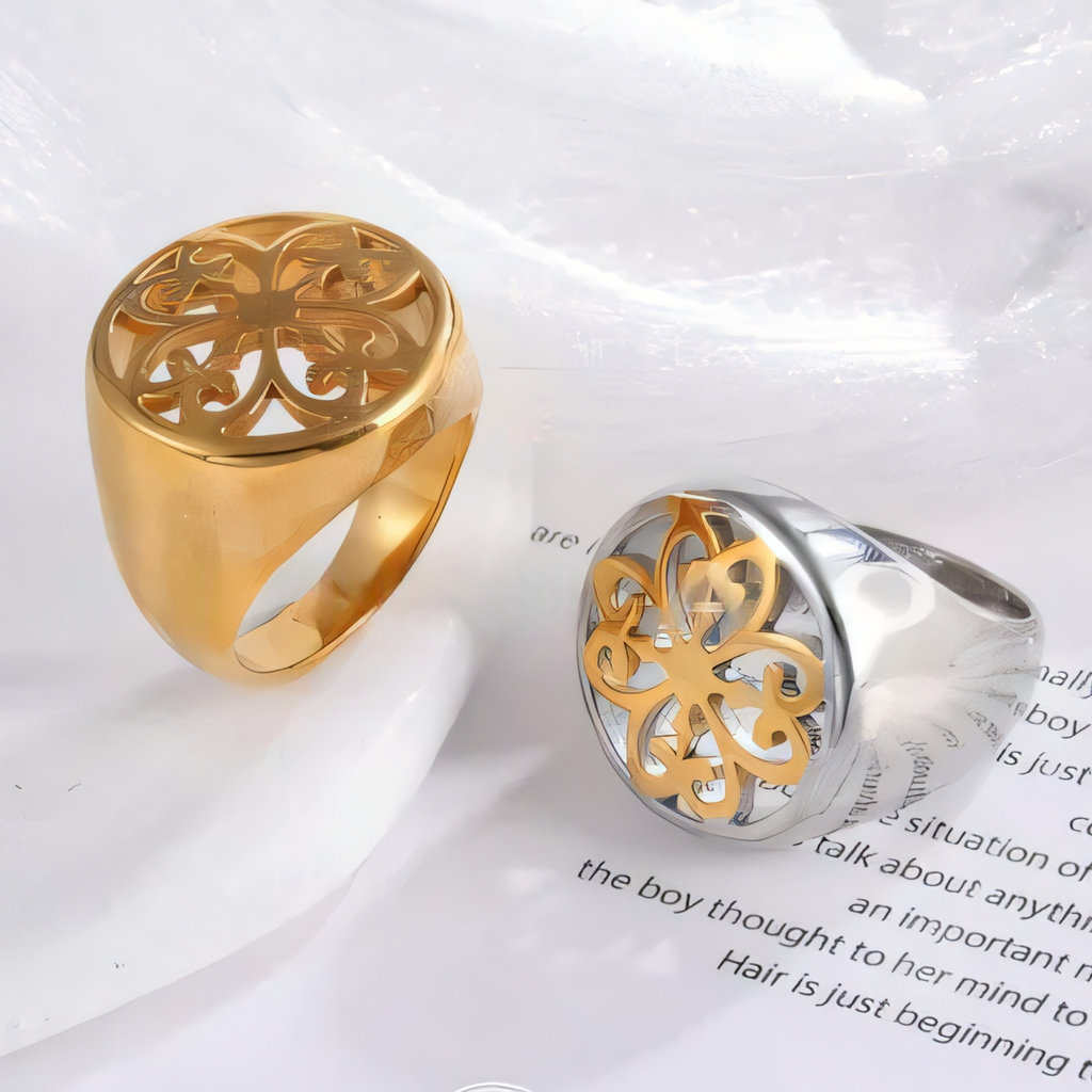 Floral Hollow Golden Ring Vintage Fashion Design for Women | ML078