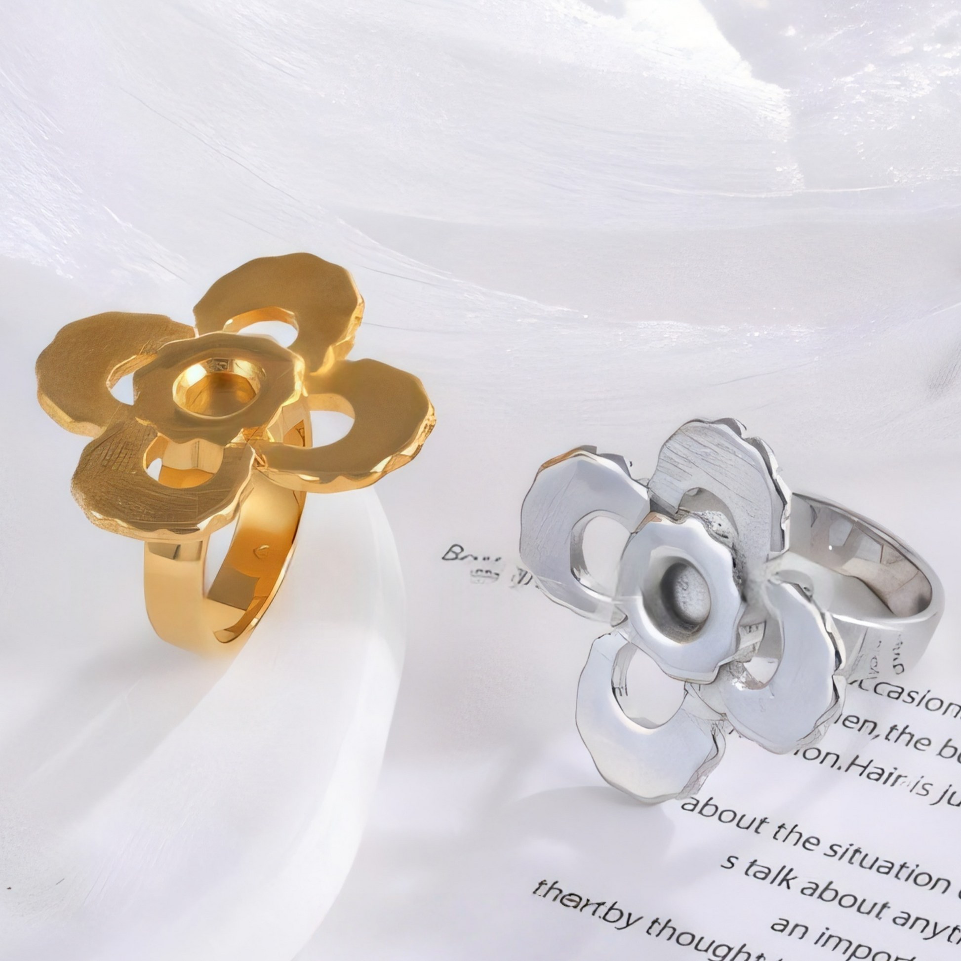 Flower Design Stainless Steel Ring Women's Elegant Minimalist Band | G003401