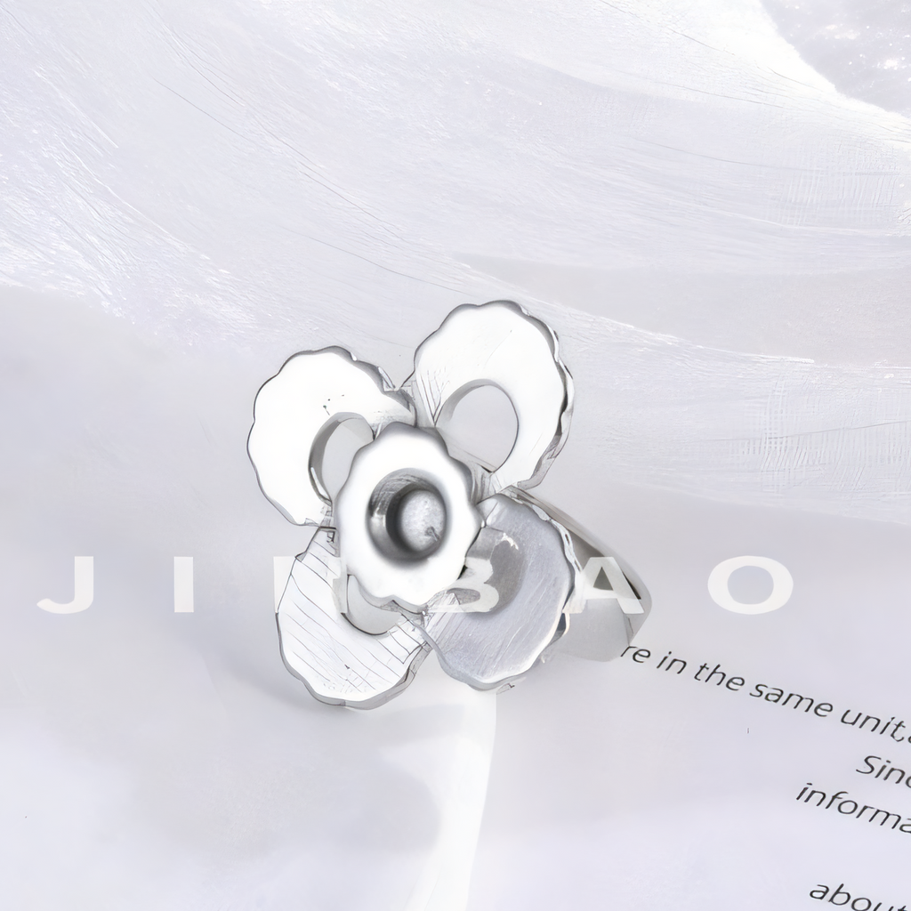 Flower Design Stainless Steel Ring Women's Elegant Minimalist Band | G003401