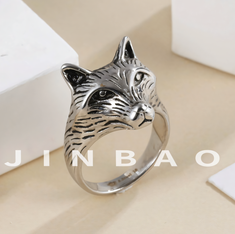 Fox Head Stainless Steel Ring Men Women Vintage Animal Jewelry Gift | DZ1391