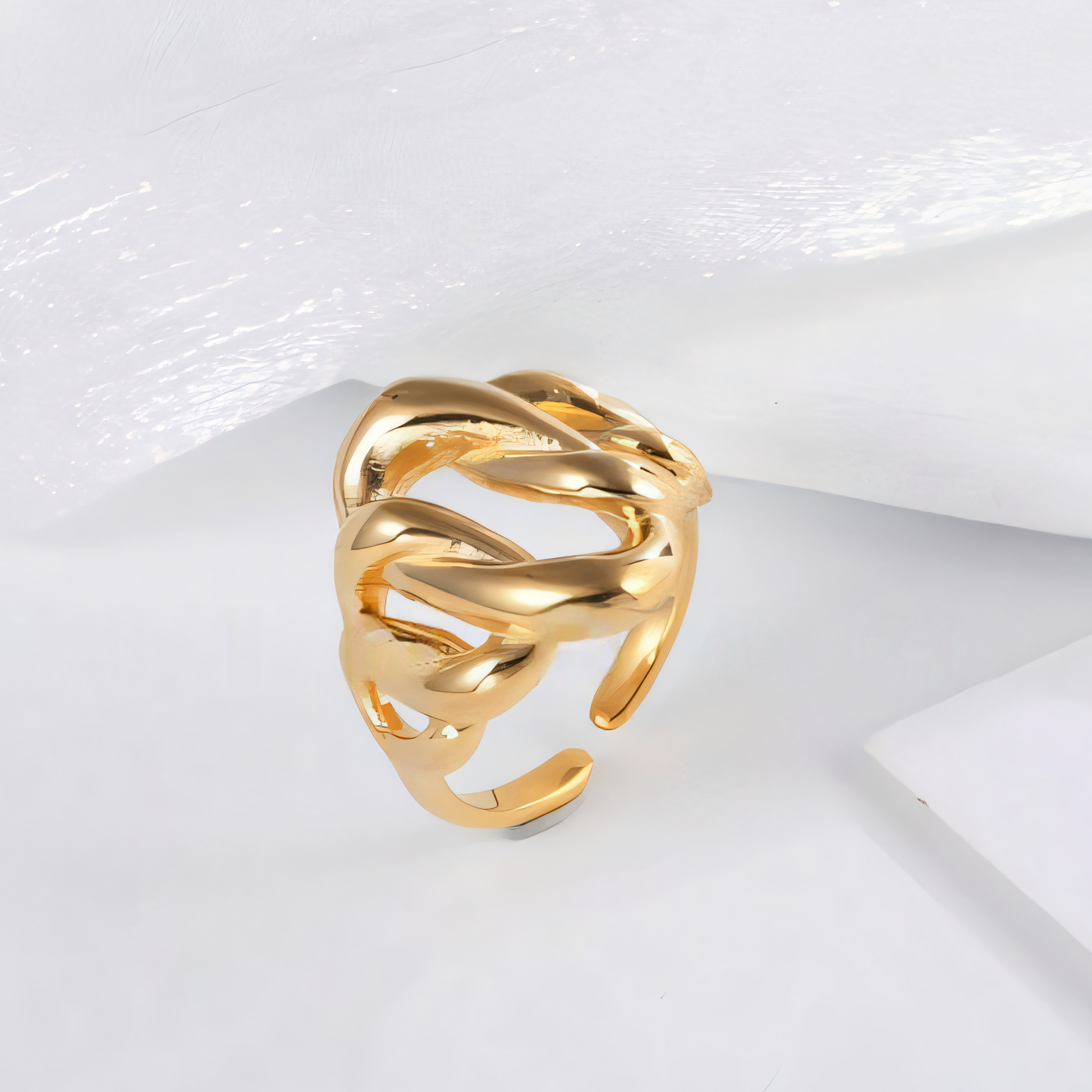 Stainless Steel Wave Design Ring, Trendy Fashion Jewelry for Women