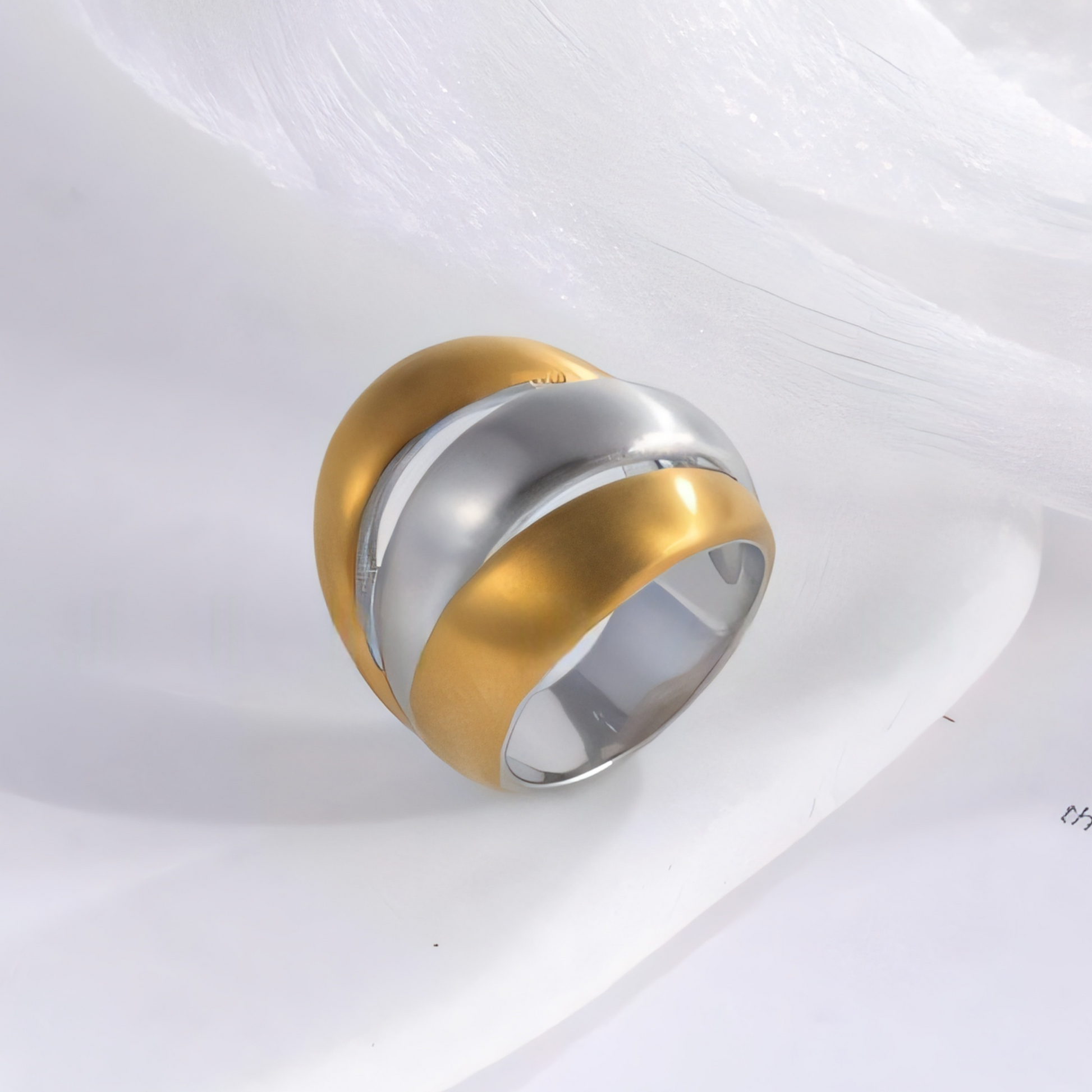 24K Gold Plated Stainless Steel Rings with Artificial Gemstones & Pearls