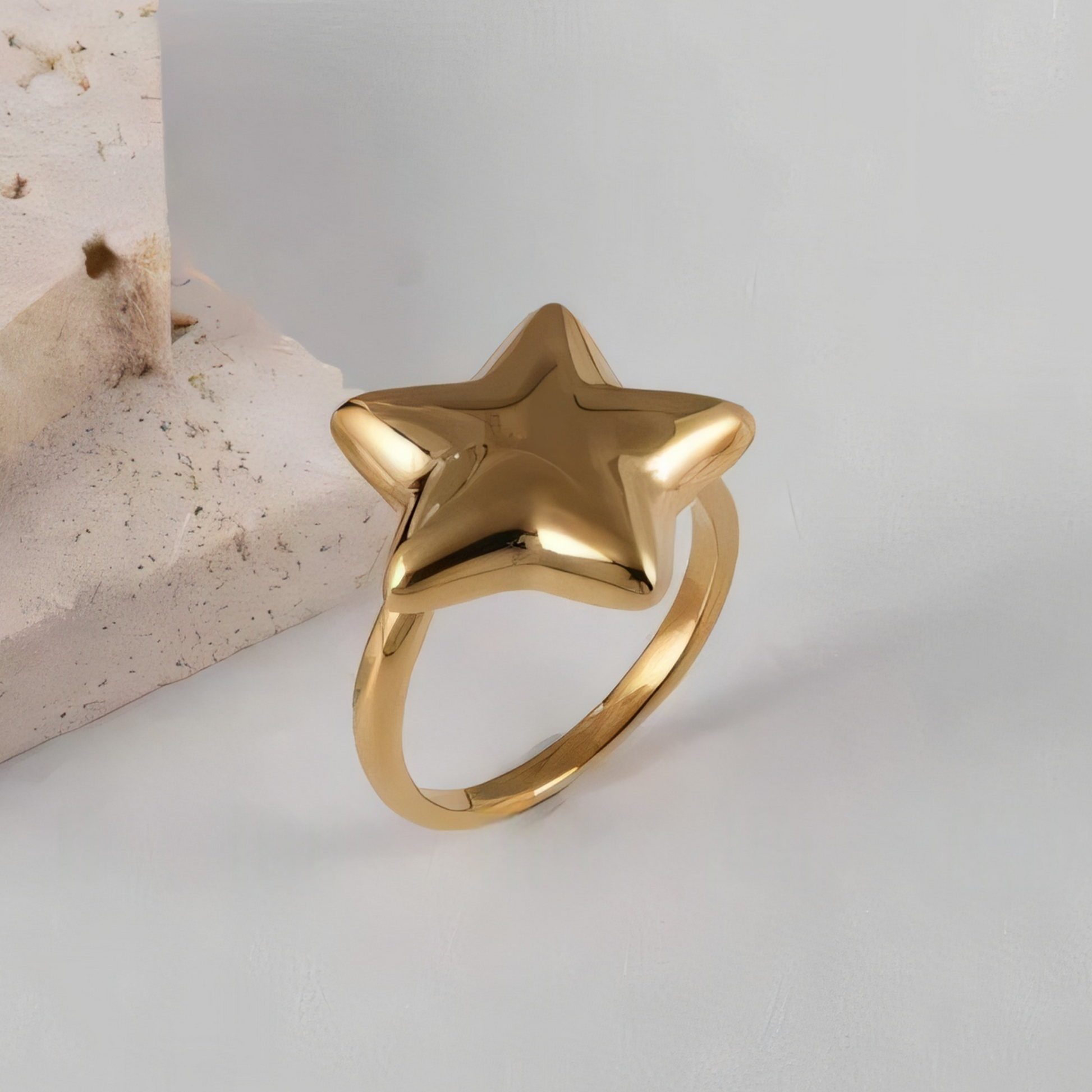 24K Gold Plated Stainless Steel Rings with Artificial Gemstones & Pearls
