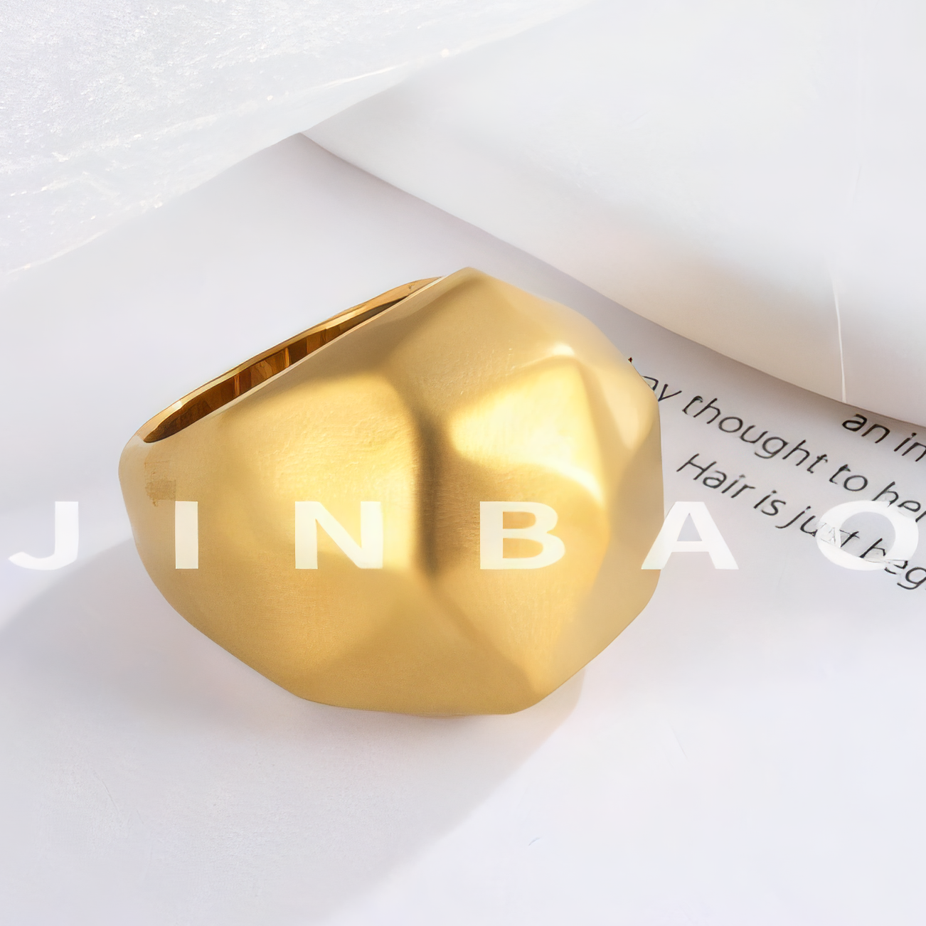 Geometric faceted stainless steel women's ring | G003409