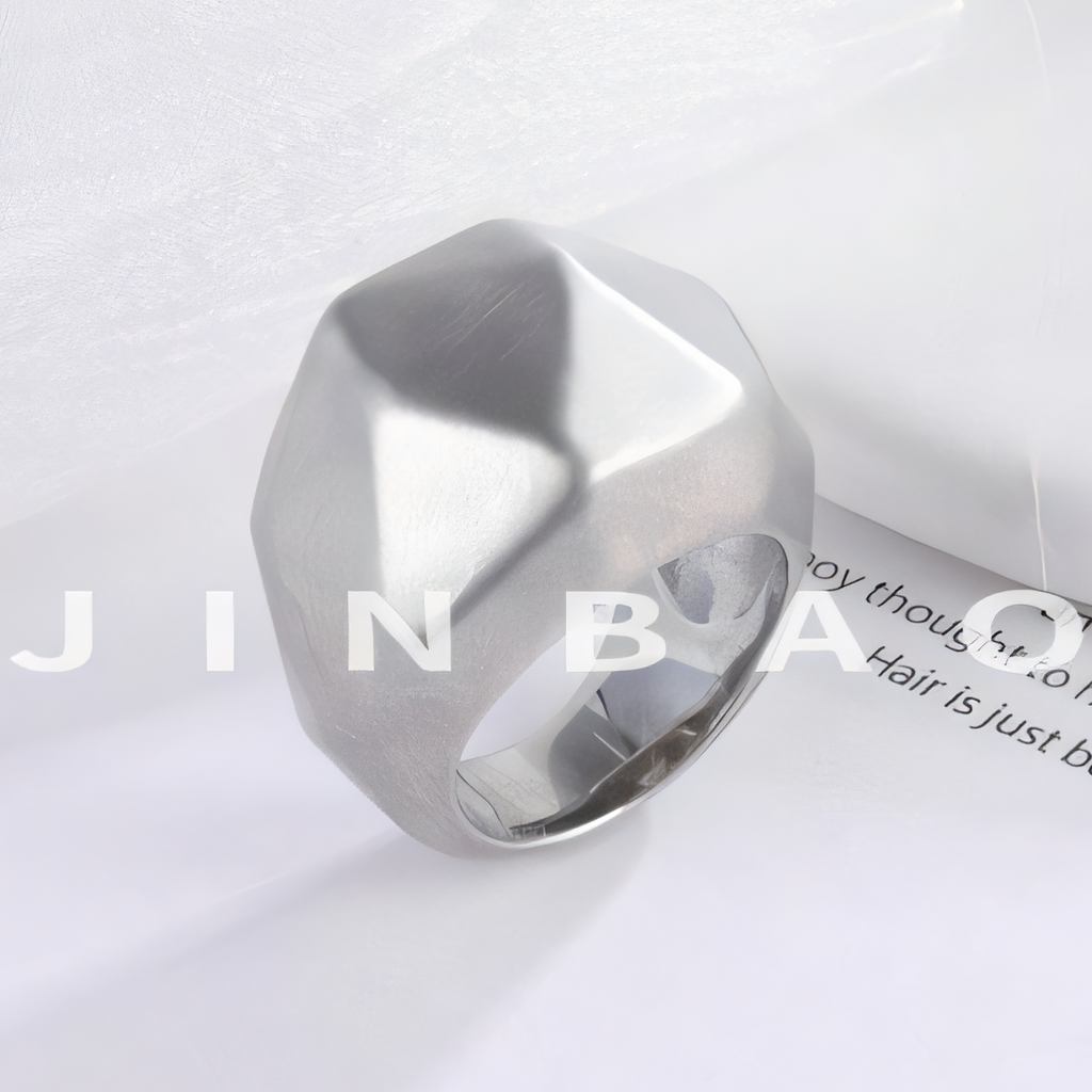 Geometric faceted stainless steel women's ring | G003409