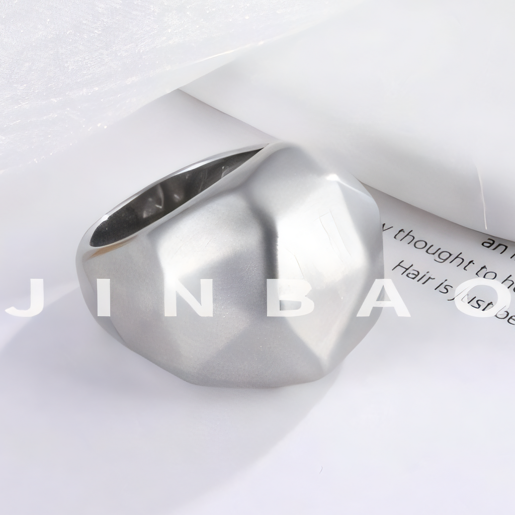 Geometric faceted stainless steel women's ring | G003409