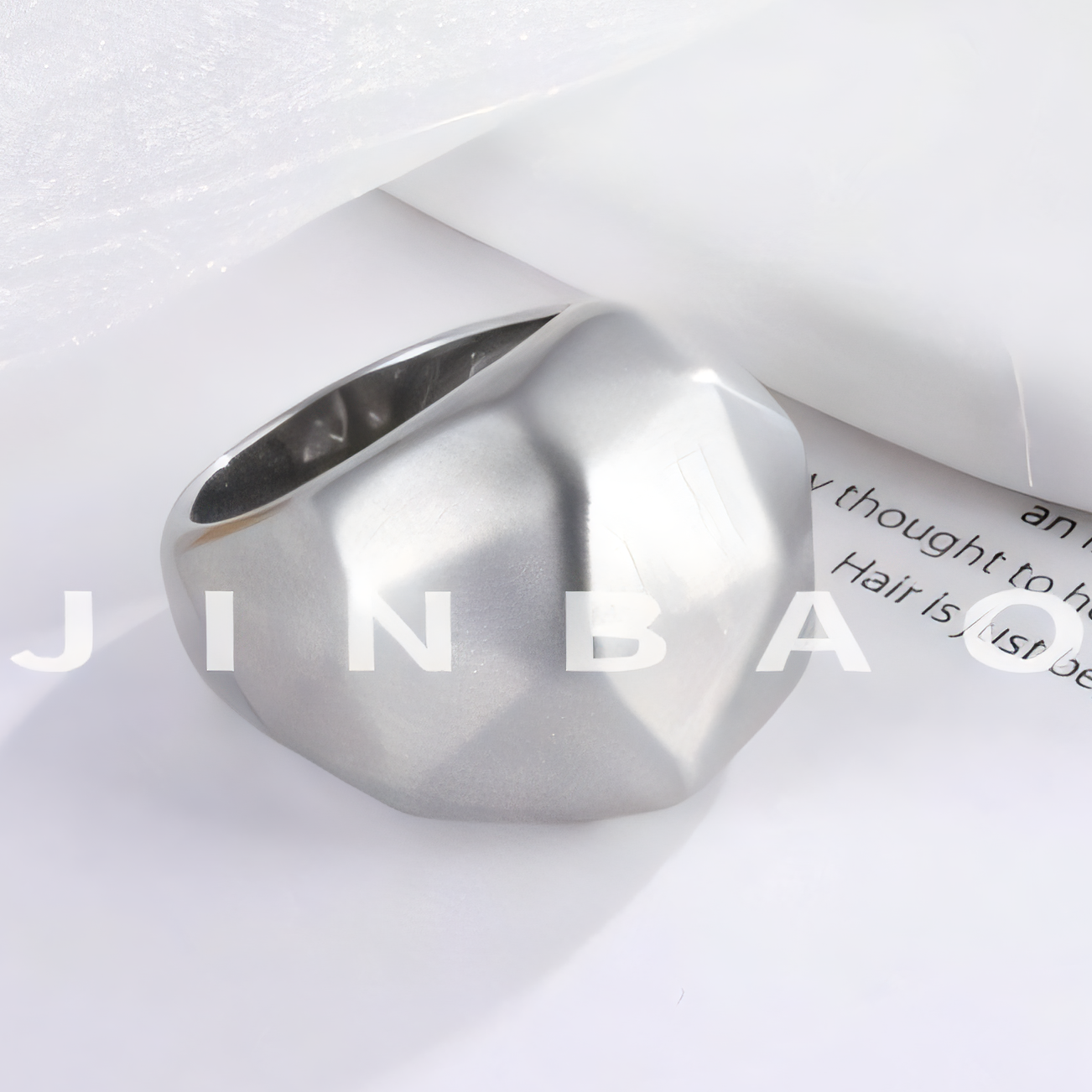 Geometric faceted stainless steel women's ring | G003409