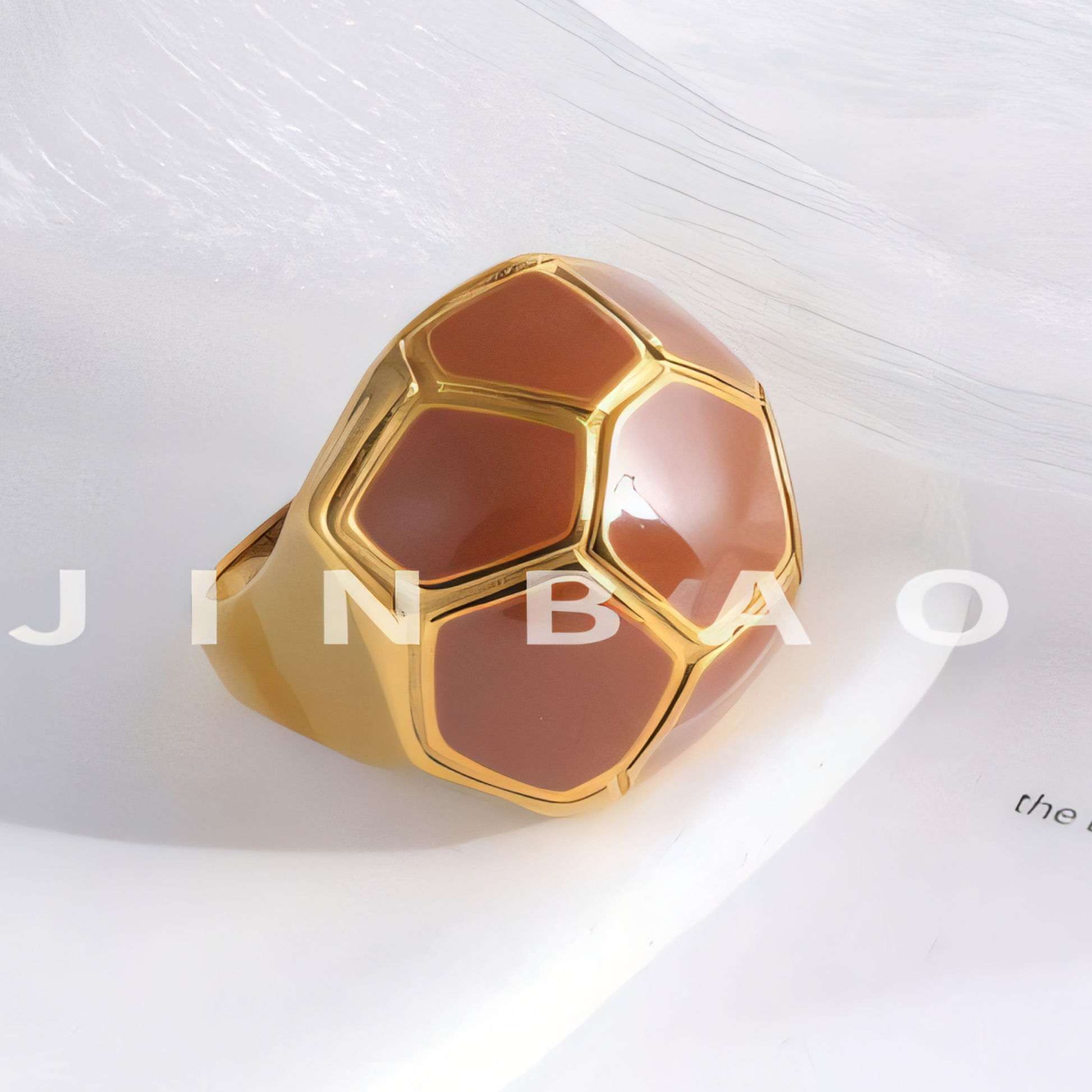 Geometric Hexagonal Stainless Steel Ring Colorful Design for Women | G004504